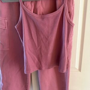 Aritzia Pink Tank Top and Cargo Sweatpants Set